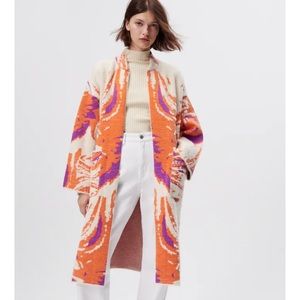 Zara Jacquard knit cardigan coat